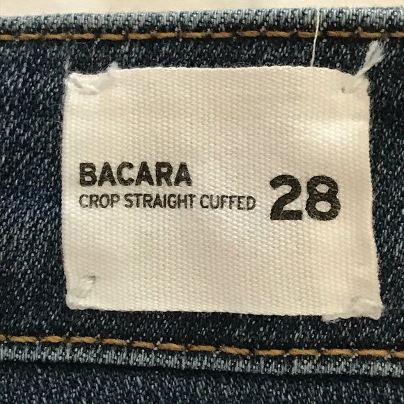 Hudson Bacara Crop Straight Cuffed Jeans Women 28 Blue Mid Rise Distressed 16282 - Picture 4 of 15